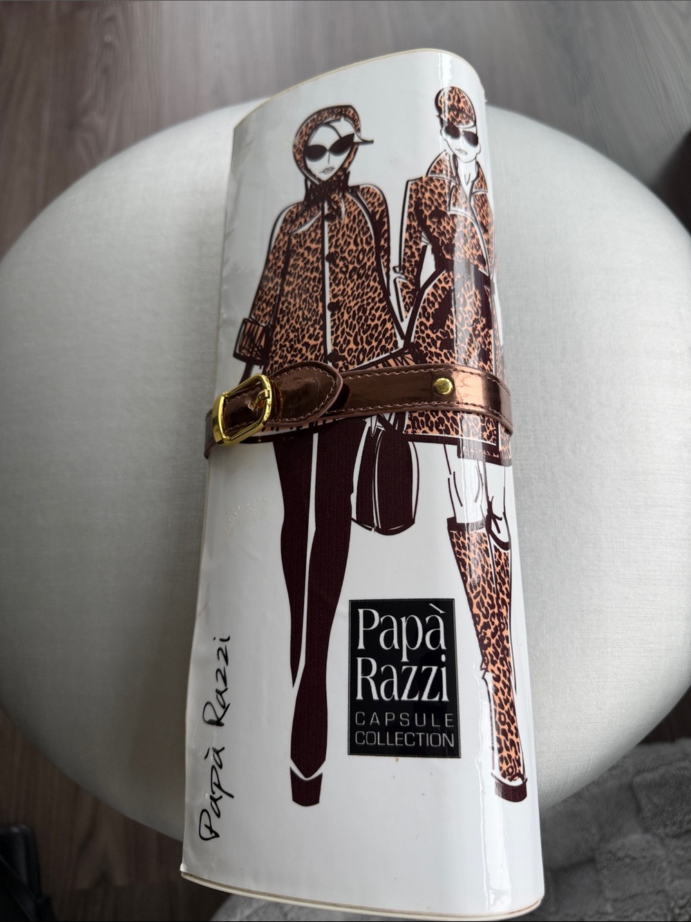 paparazzi White Case with Brown Leopard Accent and Gold Buckle
